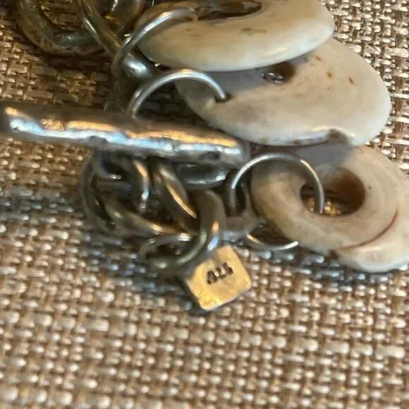 Sterling 925 & Kualia Large Hole Shell Bracelet from Papau New Guinea ~AMAZING